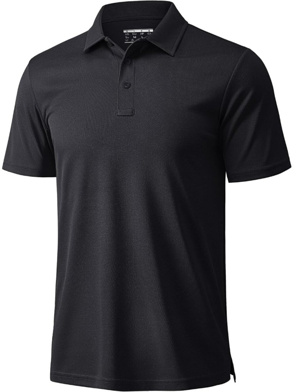 Men’s Black Golf Polo Quick Dry Moisture Wicking Athletic Fit Tee Shirt